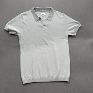 Wills Polo Shirt Mens Large Gray Short Sleeve Organic Cotton Cashmere Knit